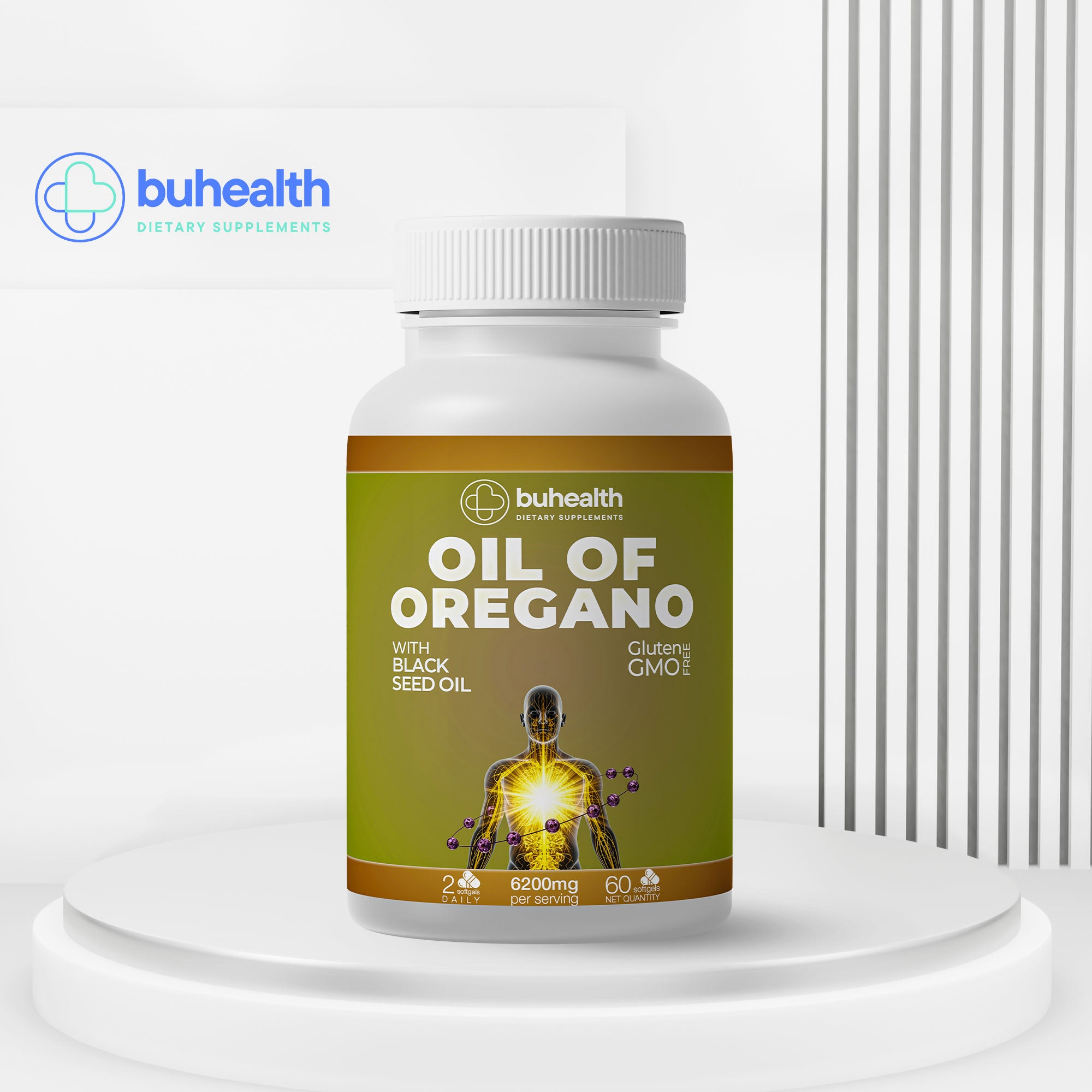 BUHEALTH Oil of Oregano with Black Seed Oil Supplement