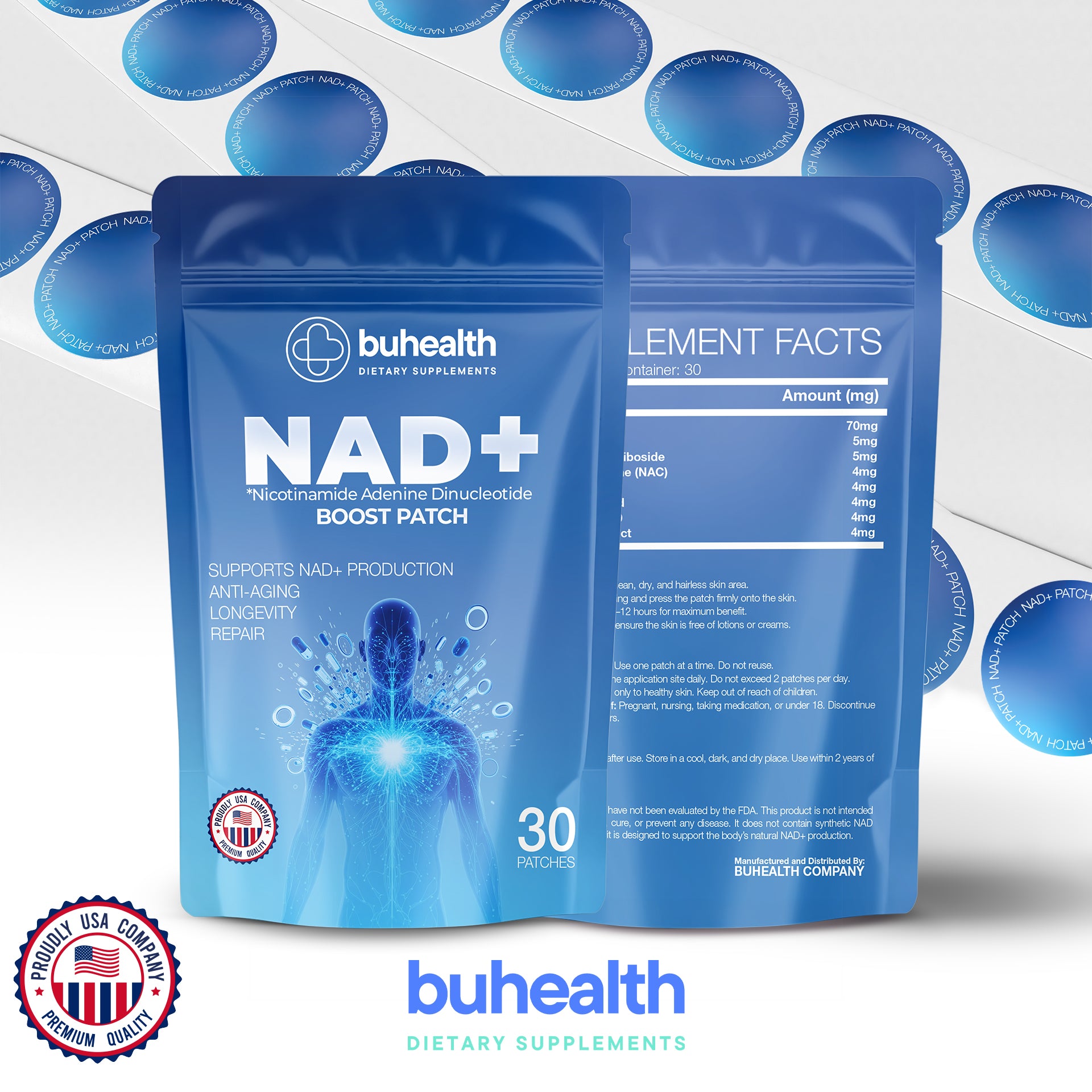 BUHEALTH NAD+ Boost Patch – High Potency Longevity Formula