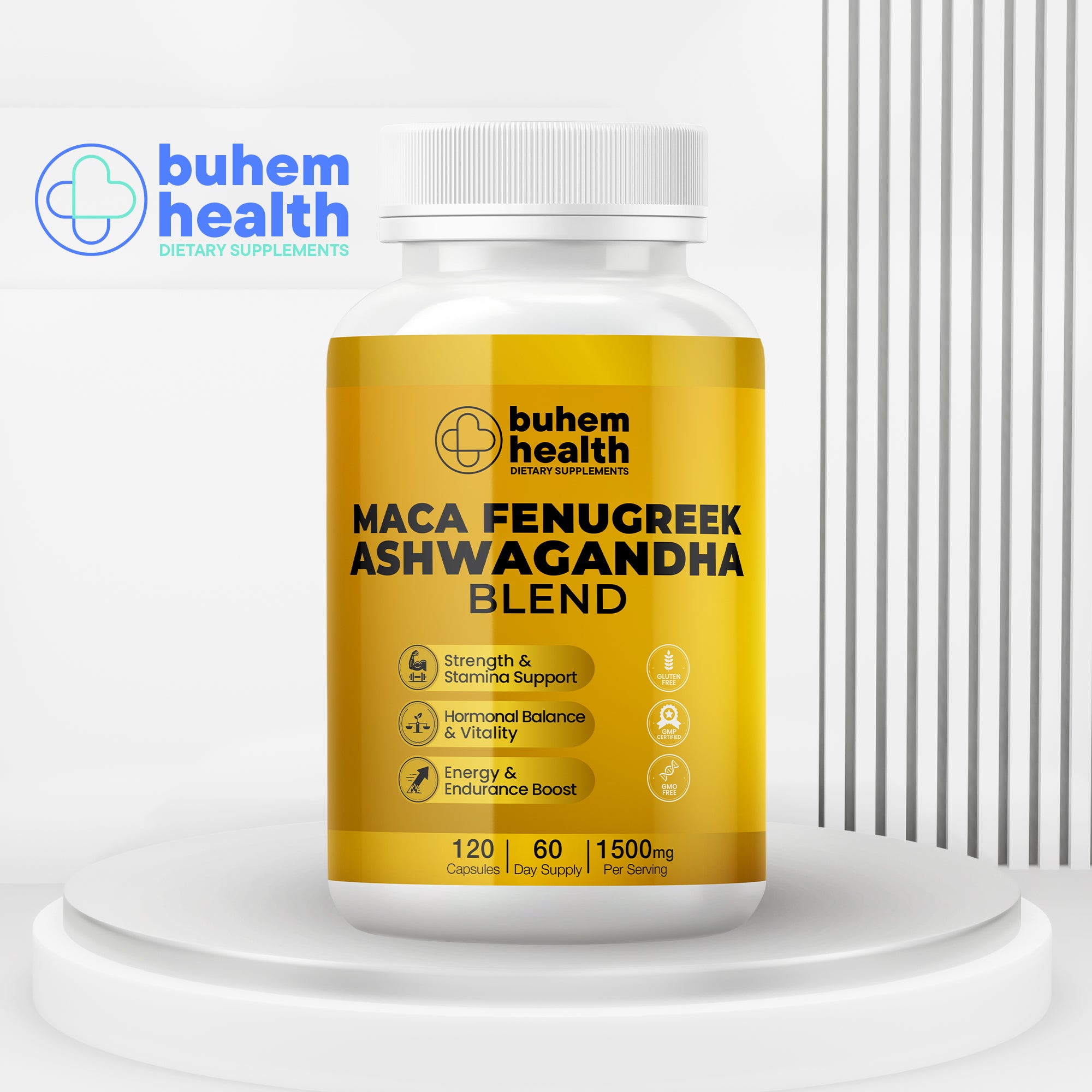 Buhem Health Maca Ashwagandha Blend - 120 Capsules