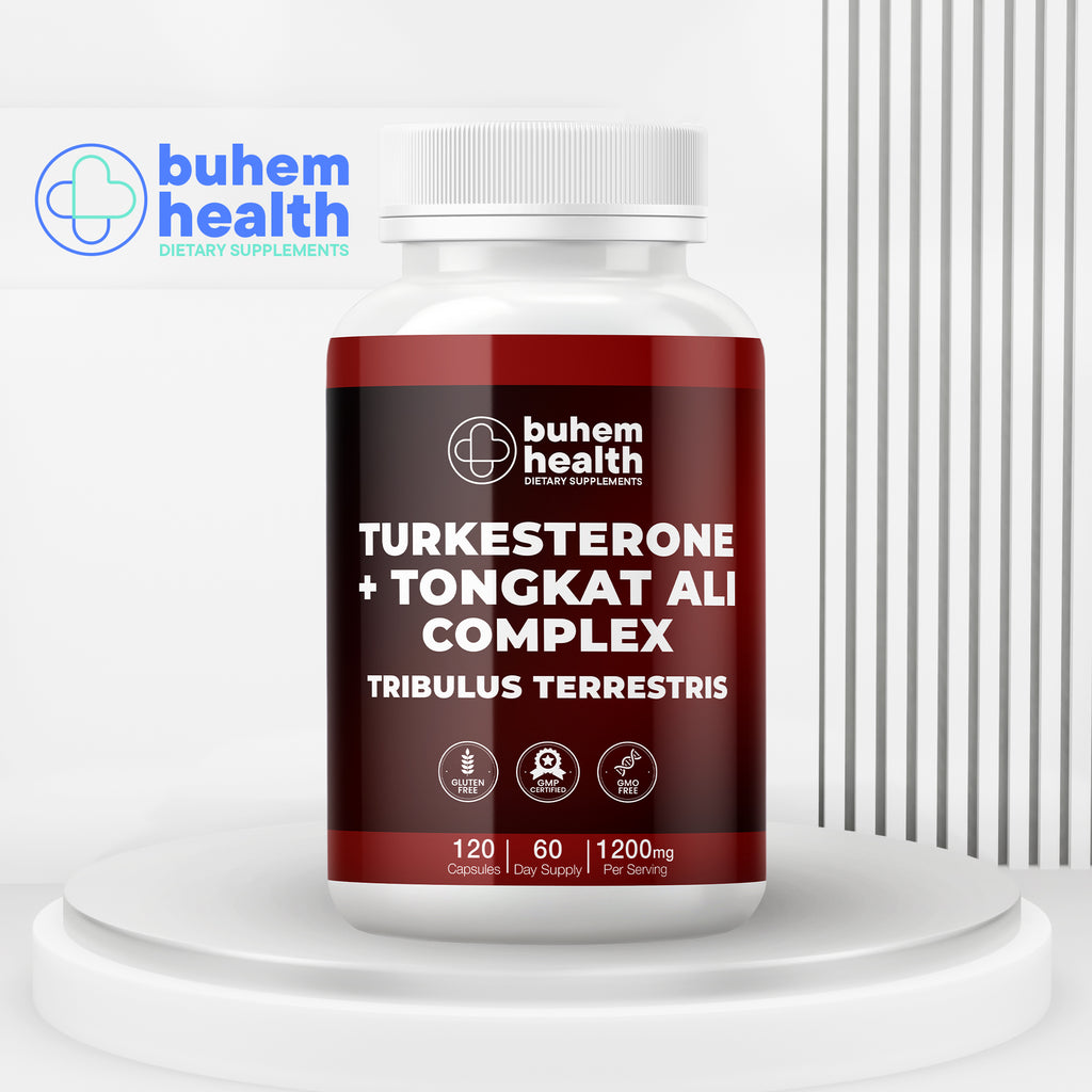Buhem Health Turkesterone + Tongkat Ali Complex with Tribulus Terrestris – 120 Capsules | 1200mg Per Serving