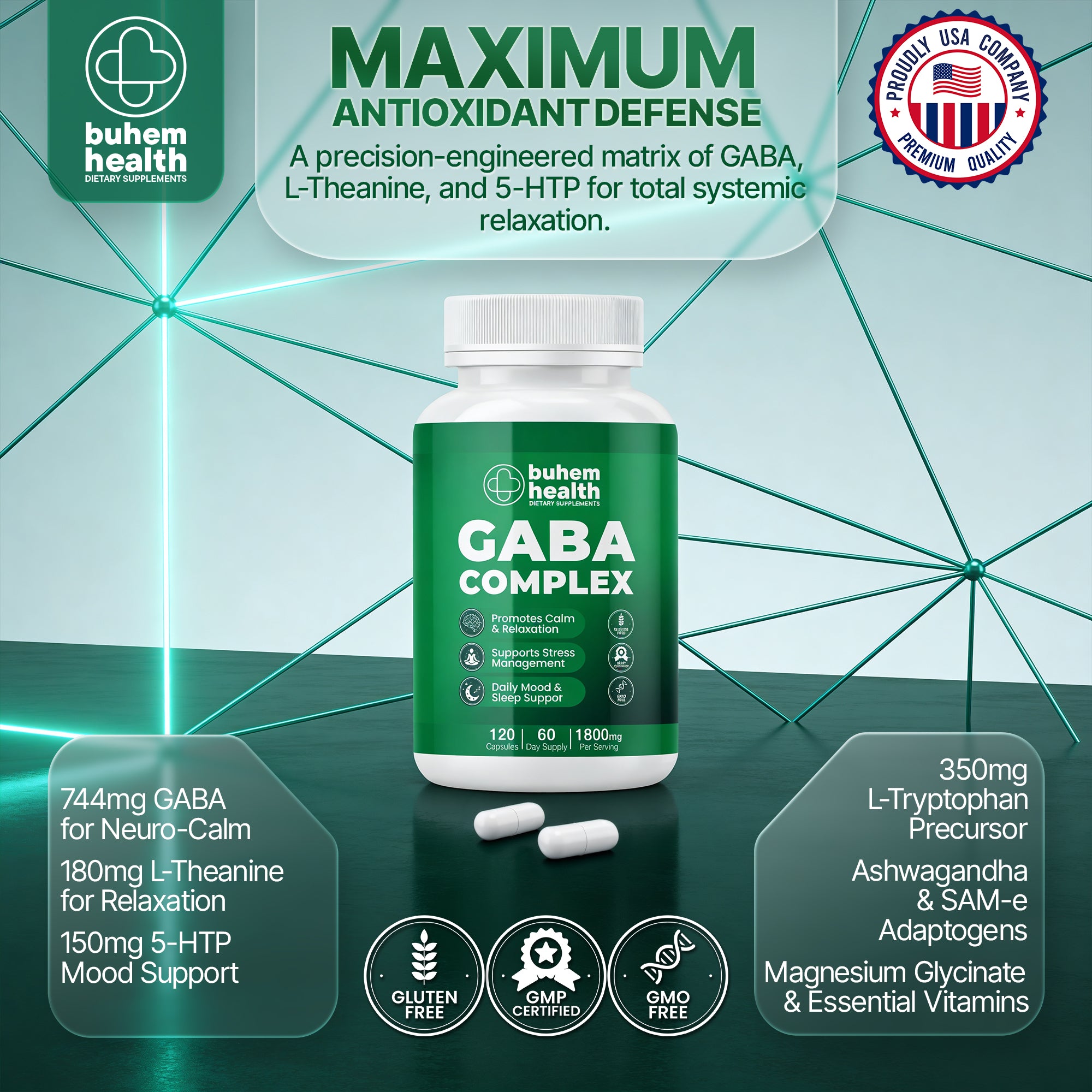Buhem Health GABA Complex 1800mg - 120 Capsules