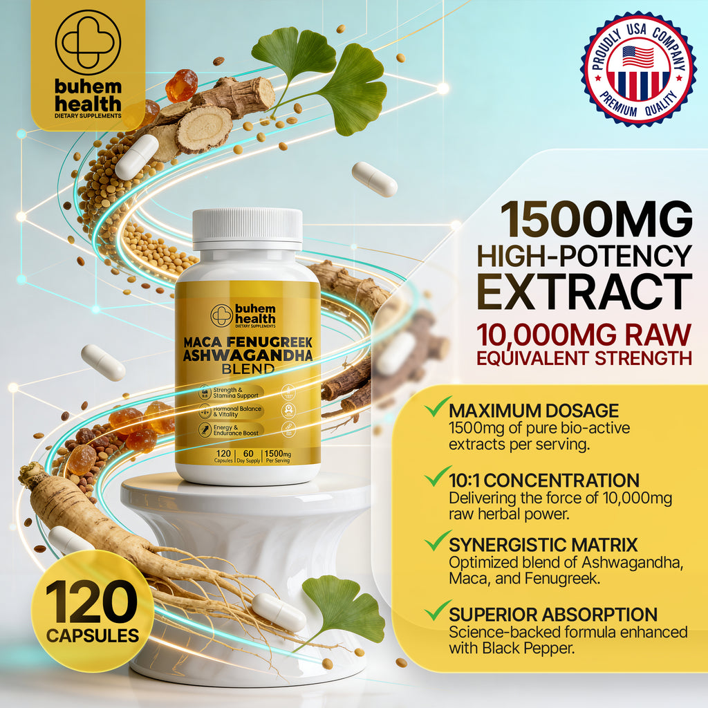 Buhem Health Maca Ashwagandha Blend - 120 Capsules