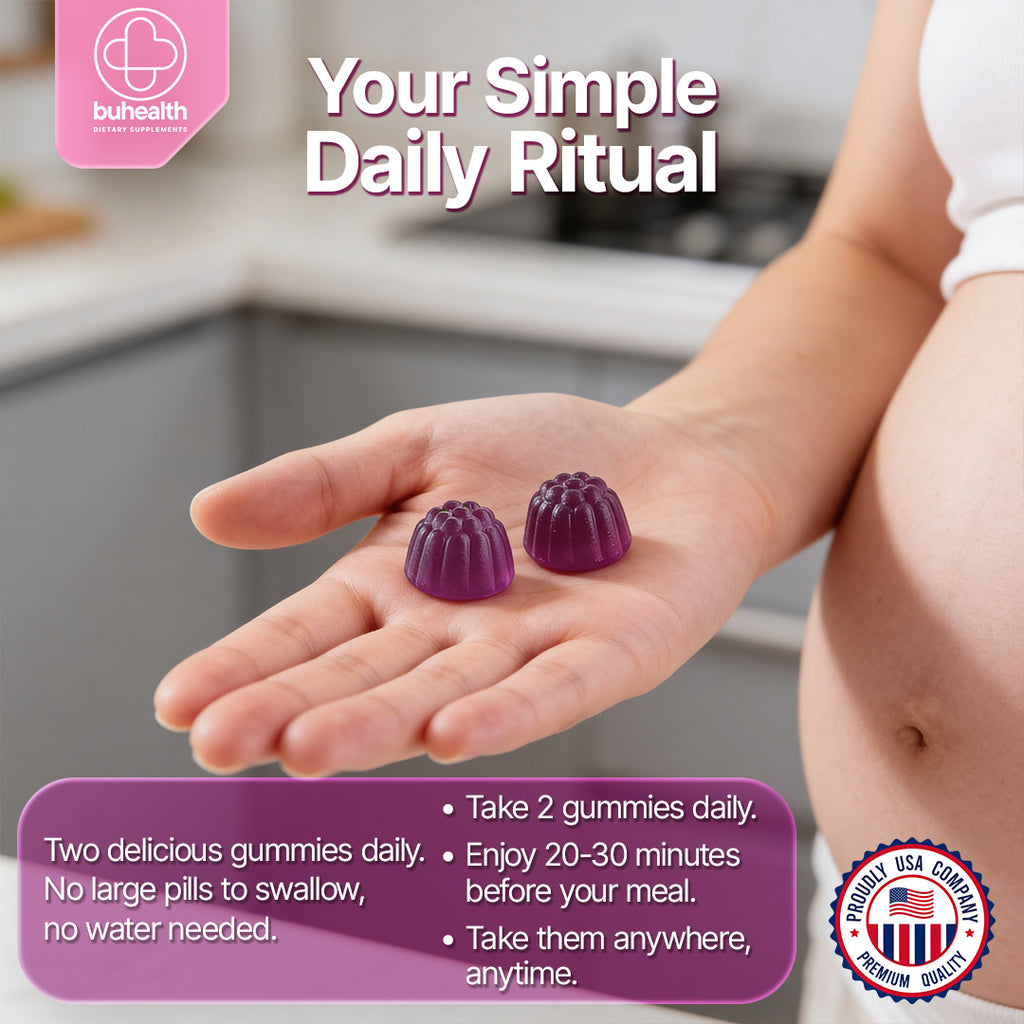 BUHEALTH Prenatal Vitamin Gummies – Complete Prenatal Support, Mom & Baby Wellness, 60 Count (30 Day Supply, 800 mg)