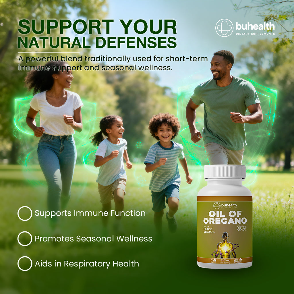 BUHEALTH Oil of Oregano with Black Seed Oil Supplement