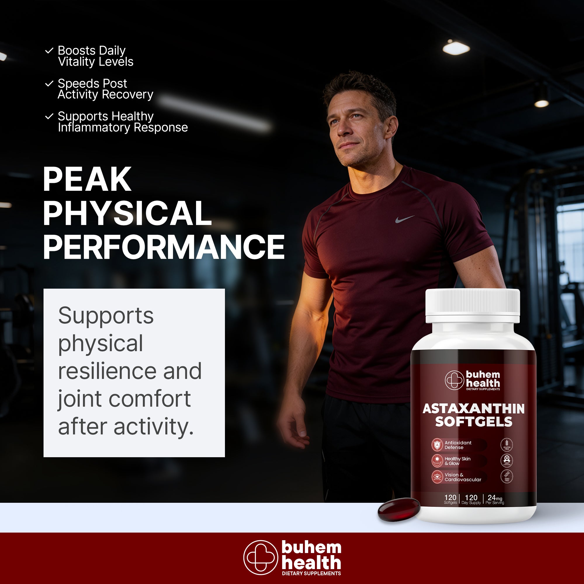 Buhem Health Astaxanthin Softgels 24mg - 120 Count