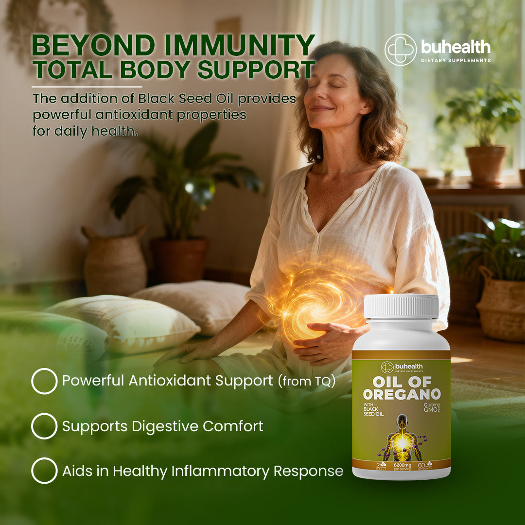 BUHEALTH Oil of Oregano with Black Seed Oil Supplement