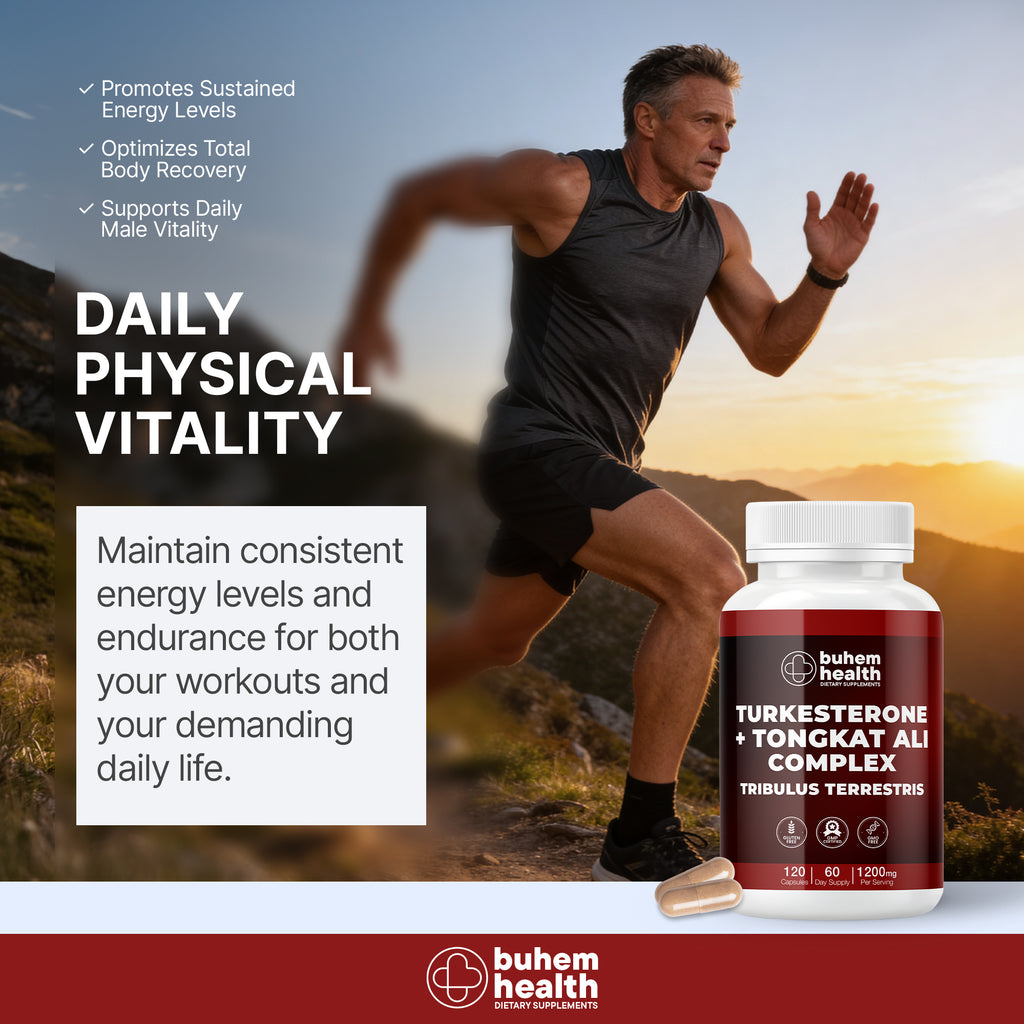 Buhem Health Turkesterone + Tongkat Ali Complex with Tribulus Terrestris – 120 Capsules | 1200mg Per Serving