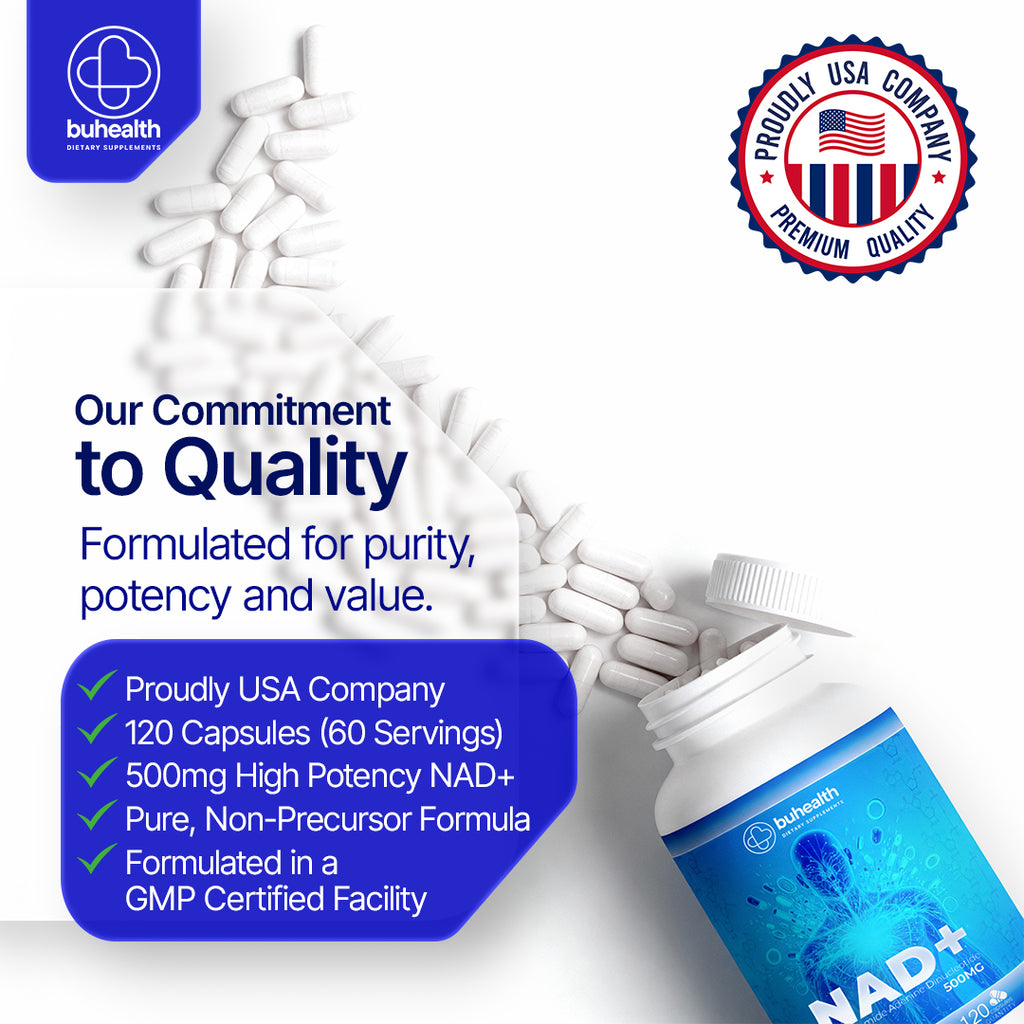 BUHEALTH NAD Supplement 60 Capsules 1000 Mg