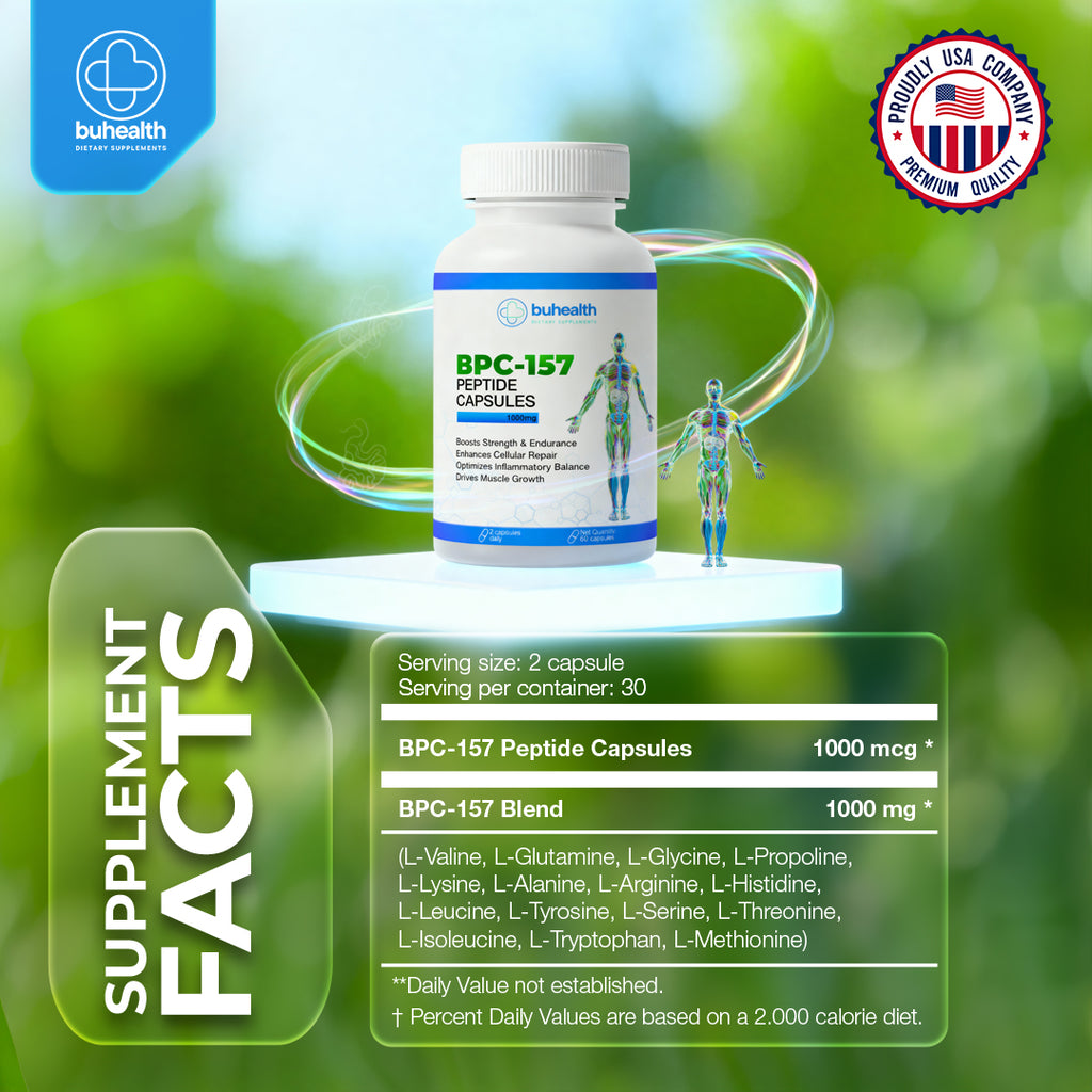 BUHEALTH BPC 157Capsules 1000 mg, Amino Acid Blend Supplement, 60 Capsules