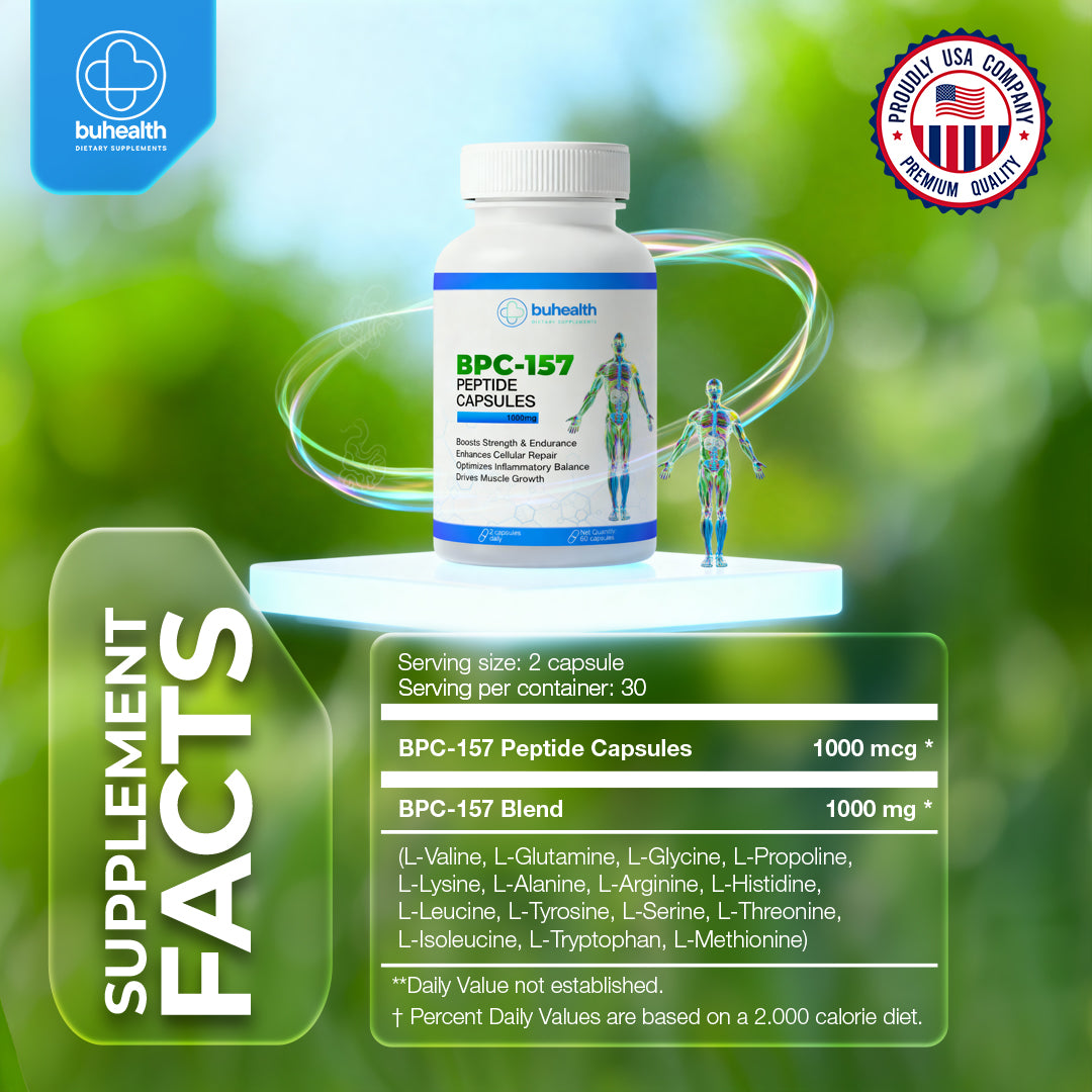 BUHEALTH BPC 157Capsules 1000 mg, Amino Acid Blend Supplement, 60 Capsules