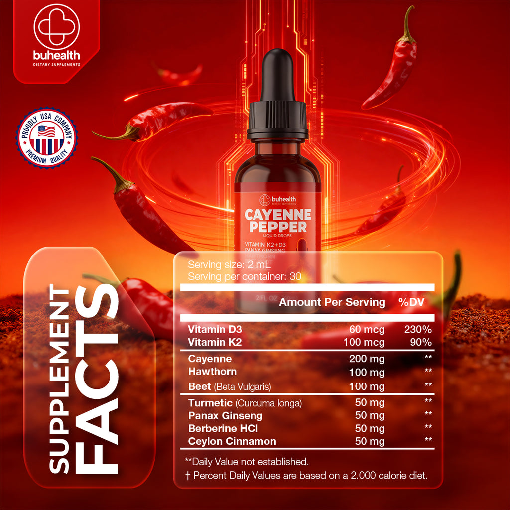 BUHEALTH  Cayenne Pepper Liquid Drops 2 fl oz (60mL)