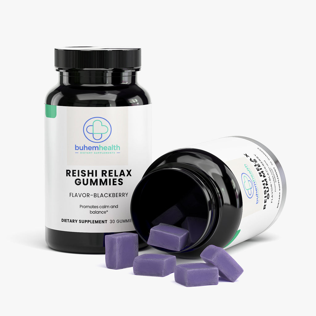 Buhem Health Reishi Relax Gummies – Blackberry Flavored Gummies with Reishi Mushroom, L-Theanine & Botanical Blend