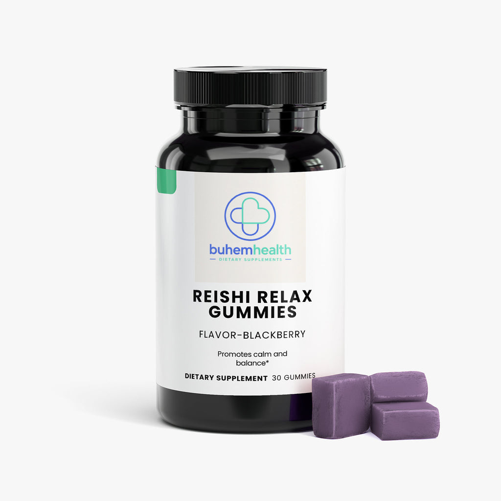 Buhem Health Reishi Relax Gummies – Blackberry Flavored Gummies with Reishi Mushroom, L-Theanine & Botanical Blend