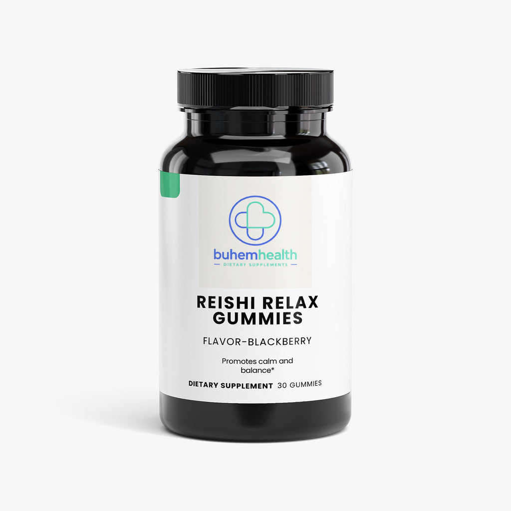 Buhem Health Reishi Relax Gummies – Blackberry Flavored Gummies with Reishi Mushroom, L-Theanine & Botanical Blend