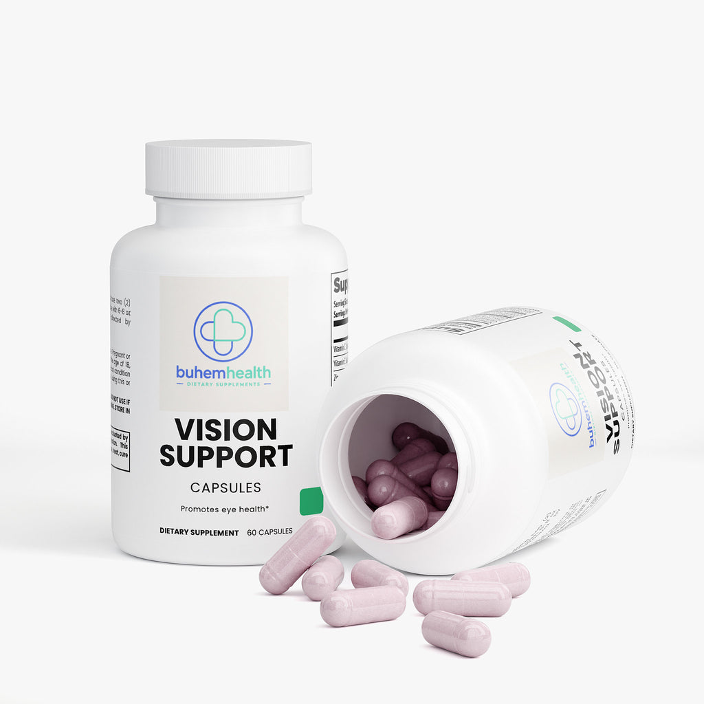 Buhem Health Vision Support – Eye Health Supplement with Vitamin C, Vitamin E, Zinc, Bilberry & Eyebright Extract