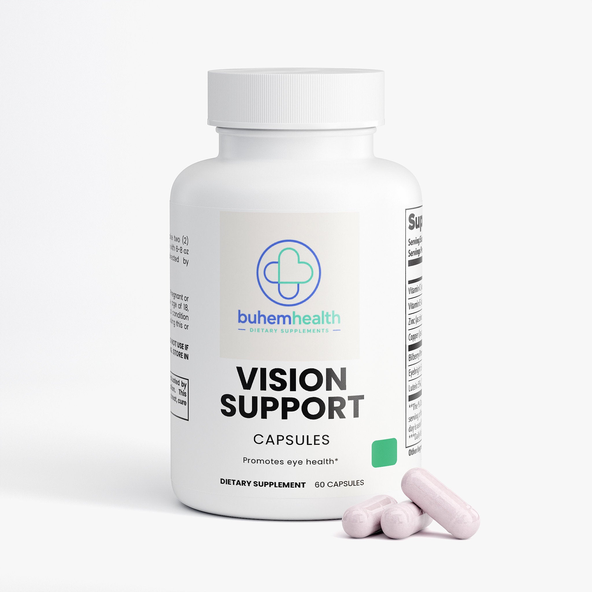 Buhem Health Vision Support – Eye Health Supplement with Vitamin C, Vitamin E, Zinc, Bilberry & Eyebright Extract