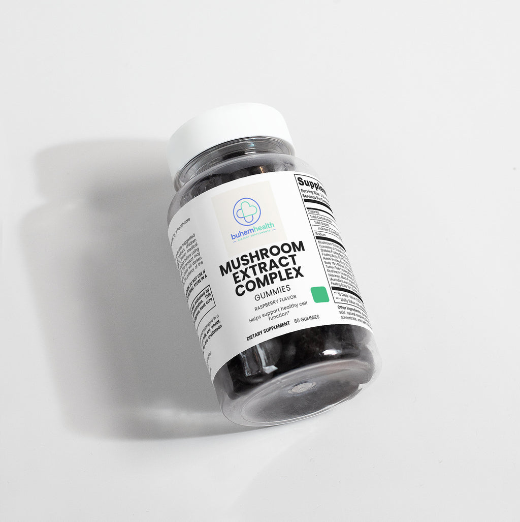 Buhem Health Mushroom Extract Complex: Maitake, Shiitake, Lion's Mane, Reishi, Cordyceps, Chaga, Turkey Tail, White Button Mushroom, Black Fungus, and Royal Sun Mushrooms