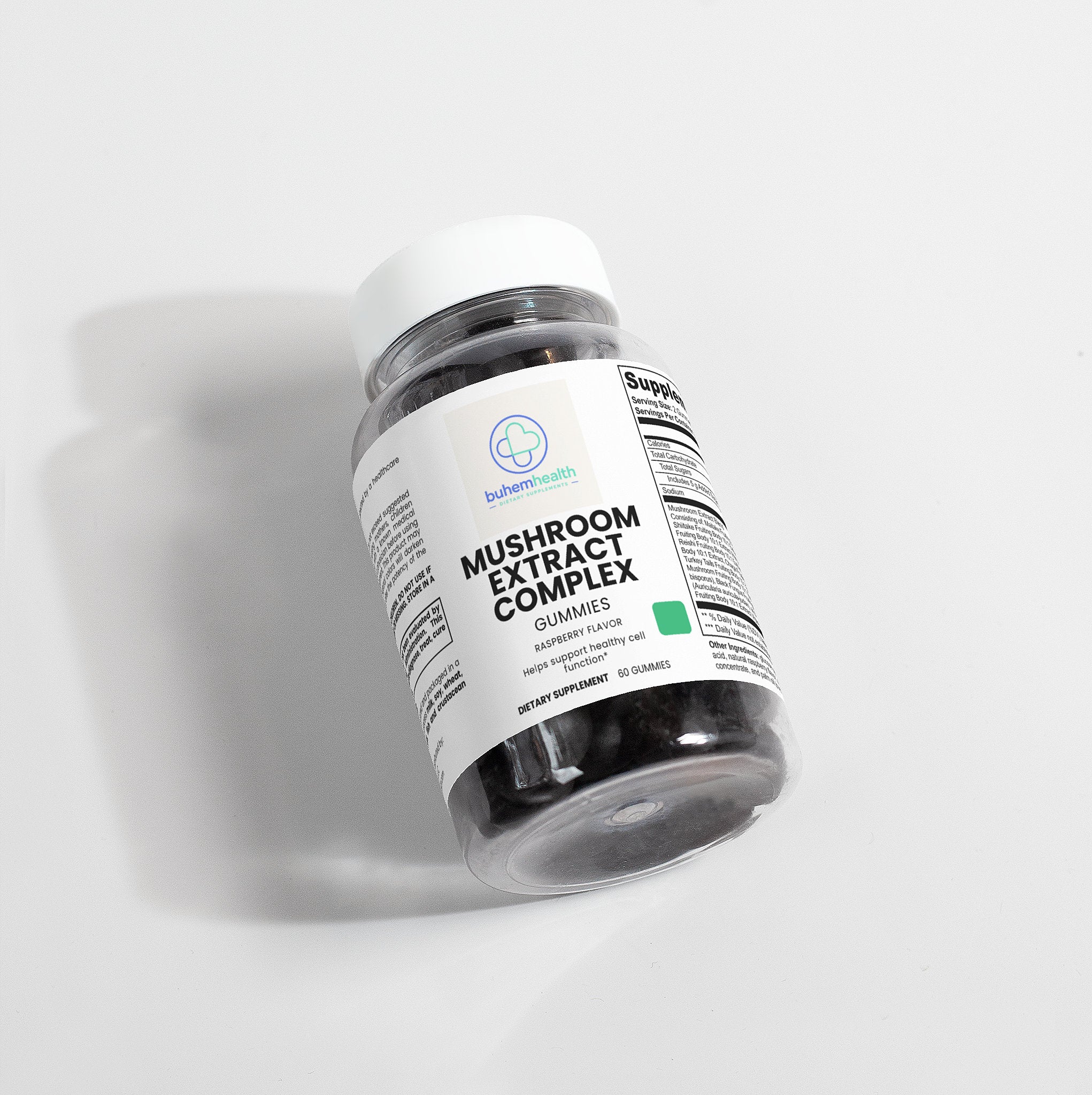 Buhem Health Mushroom Extract Complex: Maitake, Shiitake, Lion's Mane, Reishi, Cordyceps, Chaga, Turkey Tail, White Button Mushroom, Black Fungus, and Royal Sun Mushrooms