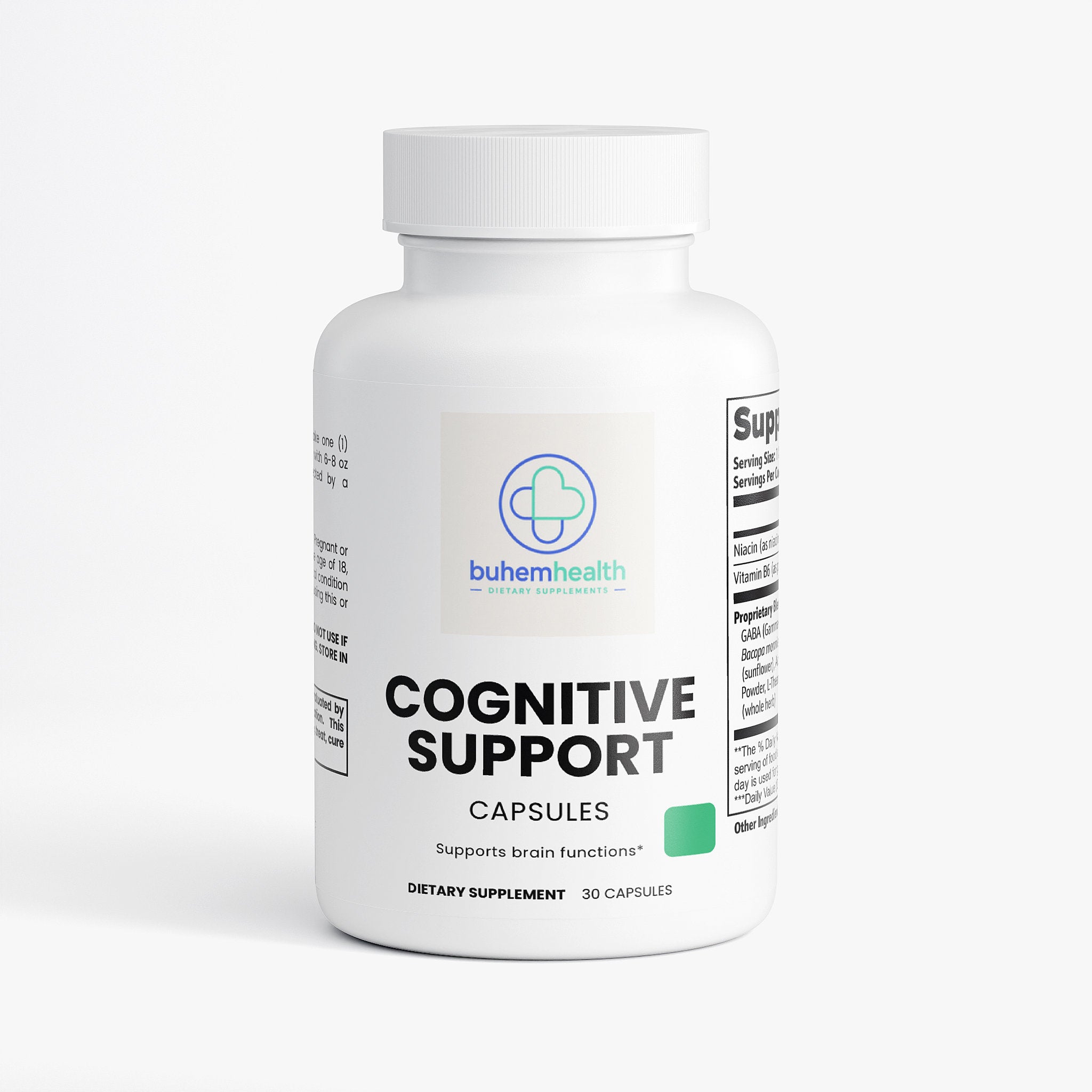 Buhem Health Cognitive Support Niacin, Vitamin B6, GABA, L-Tyrosine, and Bacopa monnieri & Huperzine A