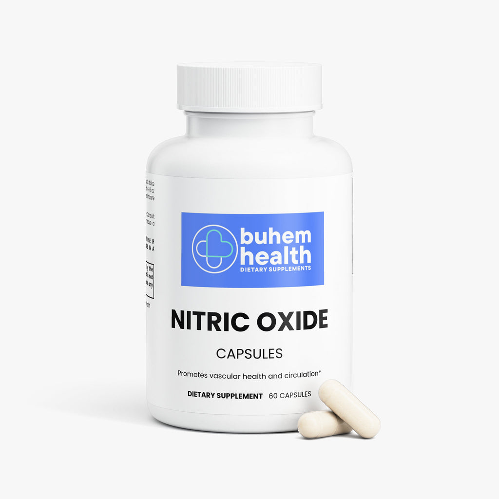 Buhem Health Nitric Oxide Support Complex – L-Citrulline Malate, L-Arginine HCl & AAKG – Blood Flow & Workout Performance Support – 60 Capsules