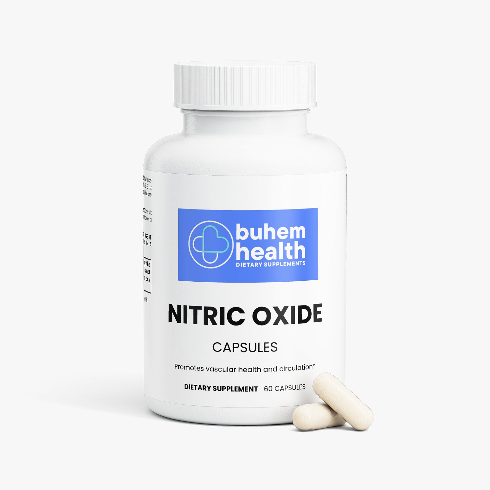 Buhem Health Nitric Oxide Support Complex – L-Citrulline Malate, L-Arginine HCl & AAKG – Blood Flow & Workout Performance Support – 60 Capsules