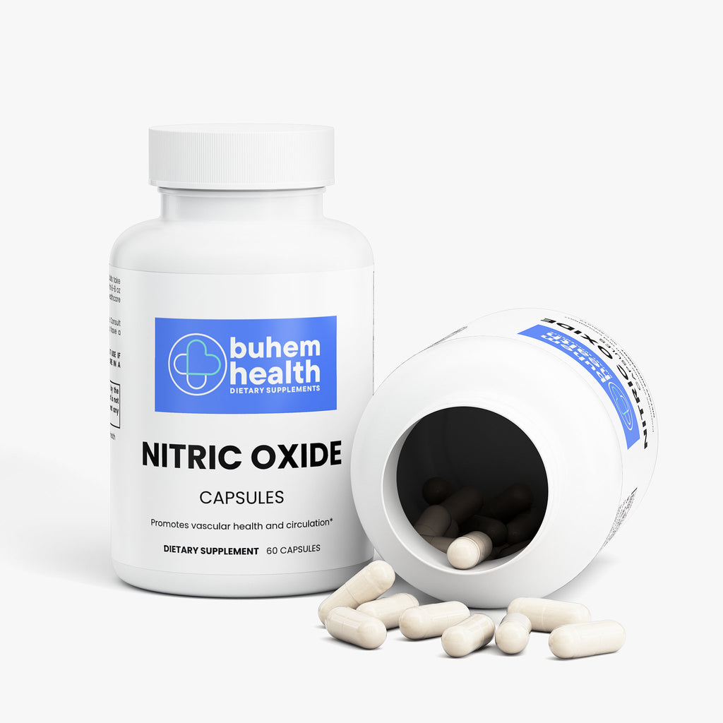 Buhem Health Nitric Oxide Support Complex – L-Citrulline Malate, L-Arginine HCl & AAKG – Blood Flow & Workout Performance Support – 60 Capsules