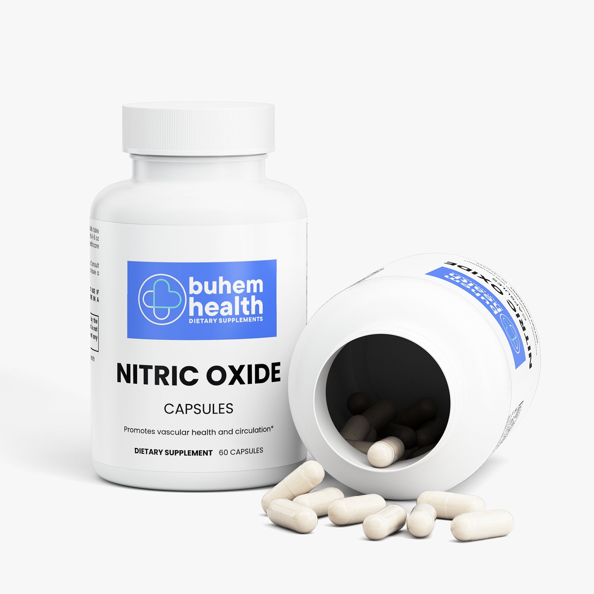 Buhem Health Nitric Oxide Support Complex – L-Citrulline Malate, L-Arginine HCl & AAKG – Blood Flow & Workout Performance Support – 60 Capsules