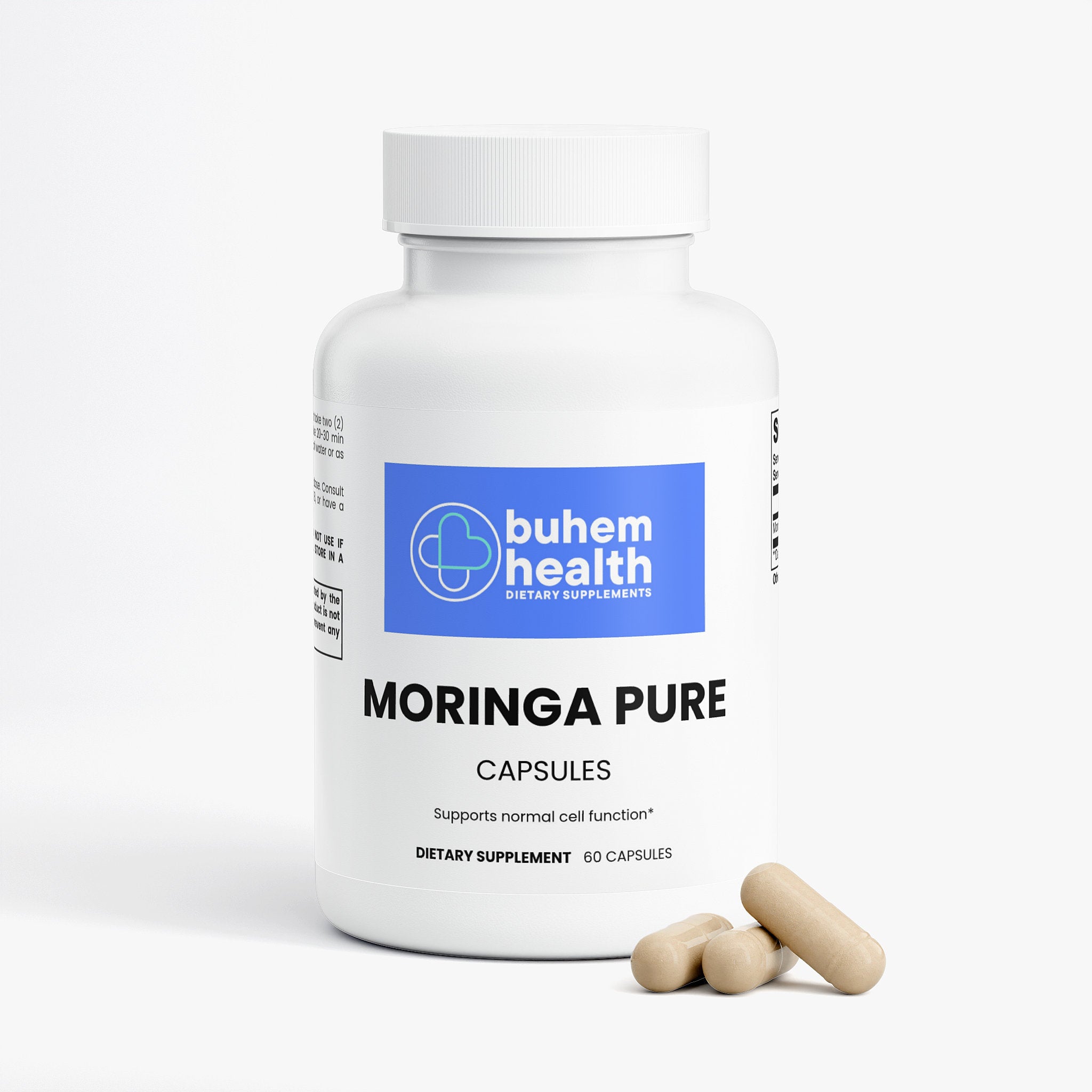 Buhem Health Moringa Pure Premium Moringa Oleifera Leaf Supplement 60 Veg Capsules