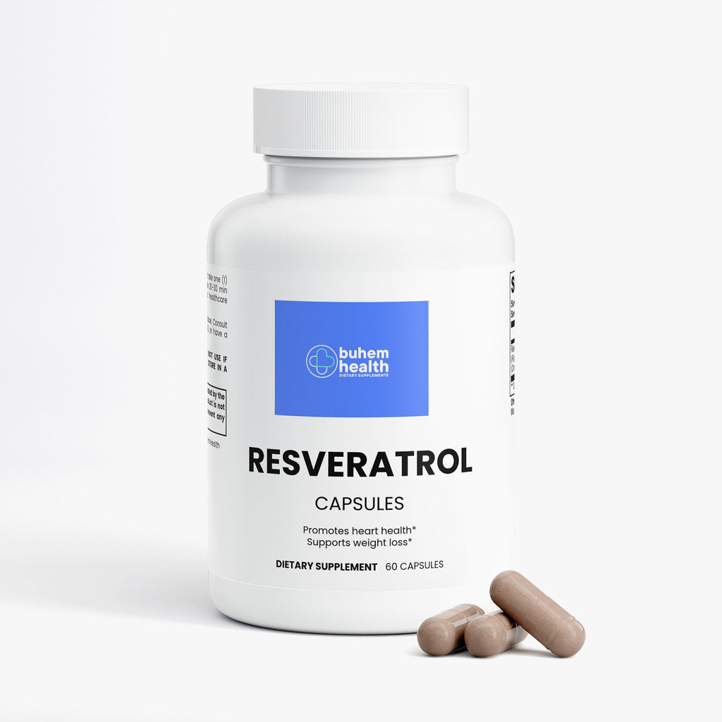 Buhem Health Resveratrol 50% 600mg Capsules – 50% Trans-Resveratrol from Polygonum Cuspidatum Root – Antioxidant Support – 60 Vegan Capsules