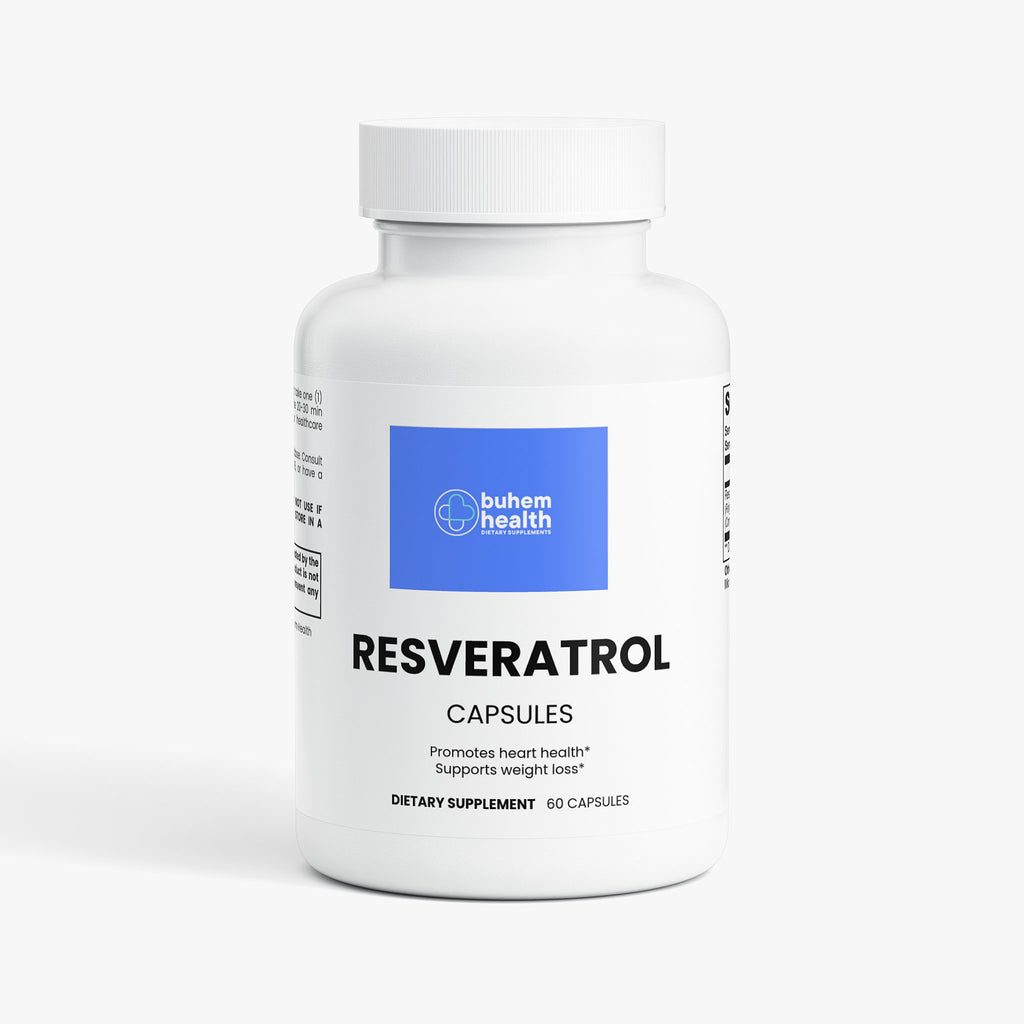 Buhem Health Resveratrol 50% 600mg Capsules – 50% Trans-Resveratrol from Polygonum Cuspidatum Root – Antioxidant Support – 60 Vegan Capsules
