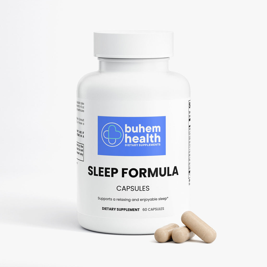 Buhem Health Sleep Formula | Melatonin 2mg with Valerian Root, Chamomile, GABA, L-Tryptophan, Lemon Balm & Passion Flower | Natural Nighttime Support | 60 Capsules