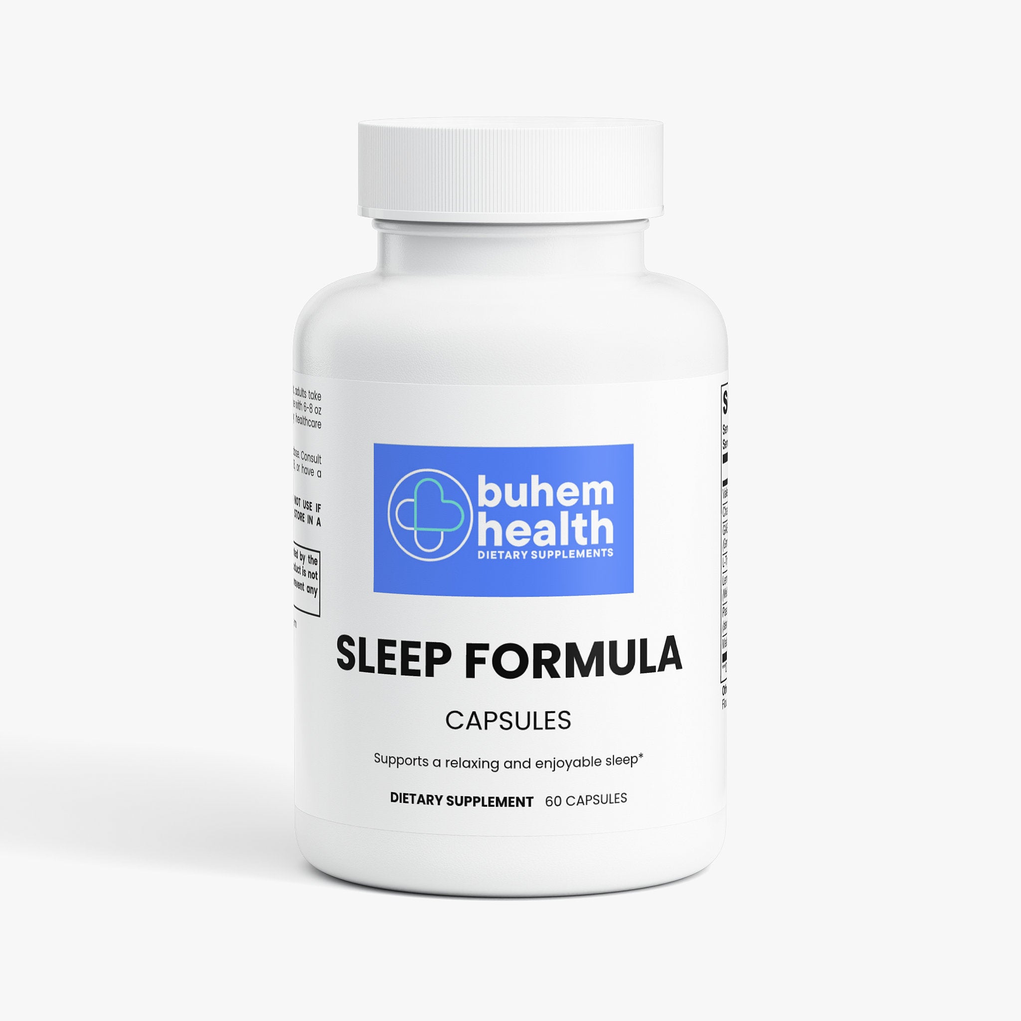 Buhem Health Sleep Formula | Melatonin 2mg with Valerian Root, Chamomile, GABA, L-Tryptophan, Lemon Balm & Passion Flower | Natural Nighttime Support | 60 Capsules
