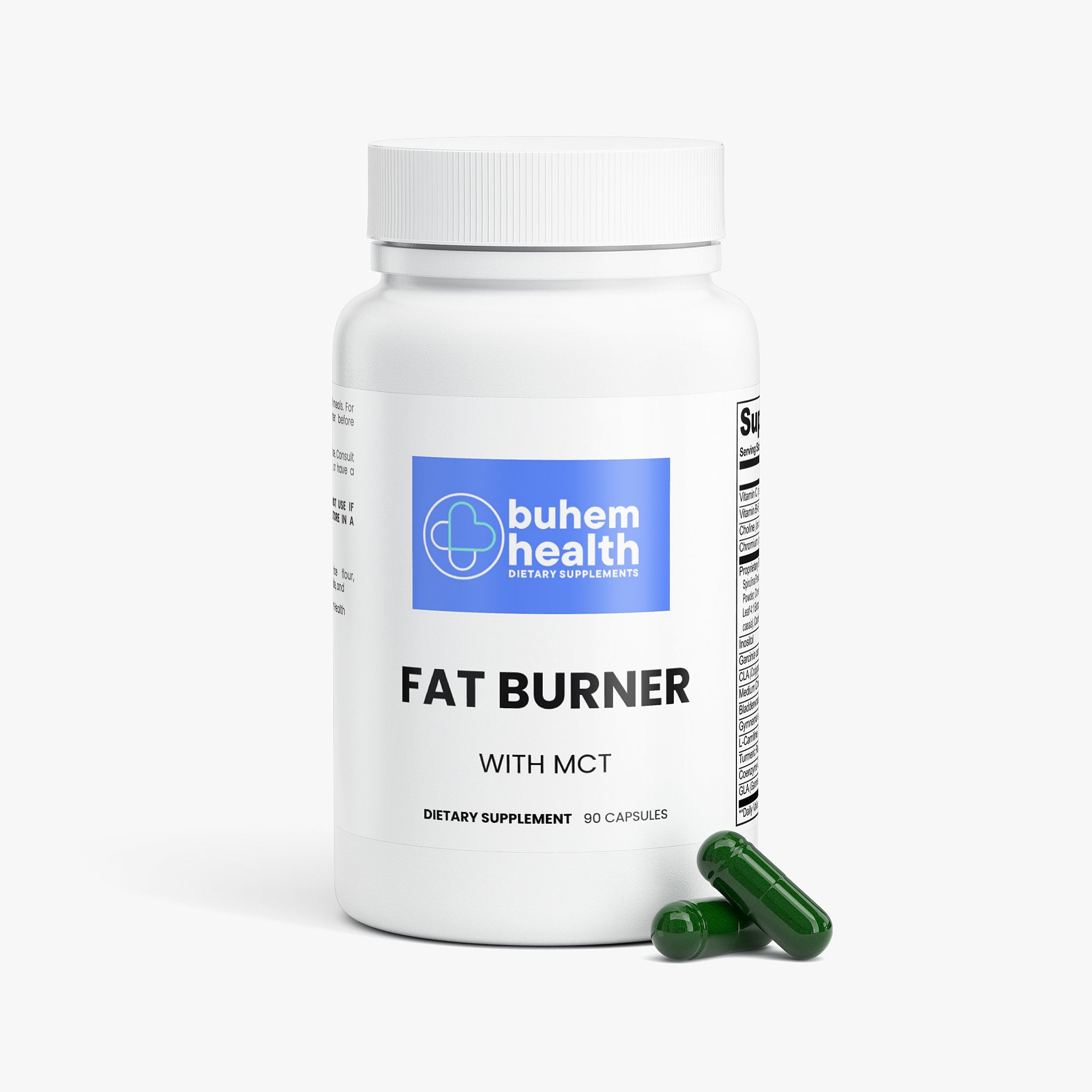 Buhem Health Fat Burner with MCT | CLA, Garcinia Cambogia, L-Carnitine, Gymnema, Chromium & CoQ10 | Metabolism & Energy Support | 90 Capsules