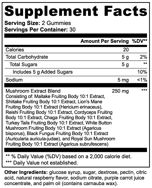 Buhem Health Mushroom Extract Complex: Maitake, Shiitake, Lion's Mane, Reishi, Cordyceps, Chaga, Turkey Tail, White Button Mushroom, Black Fungus, and Royal Sun Mushrooms