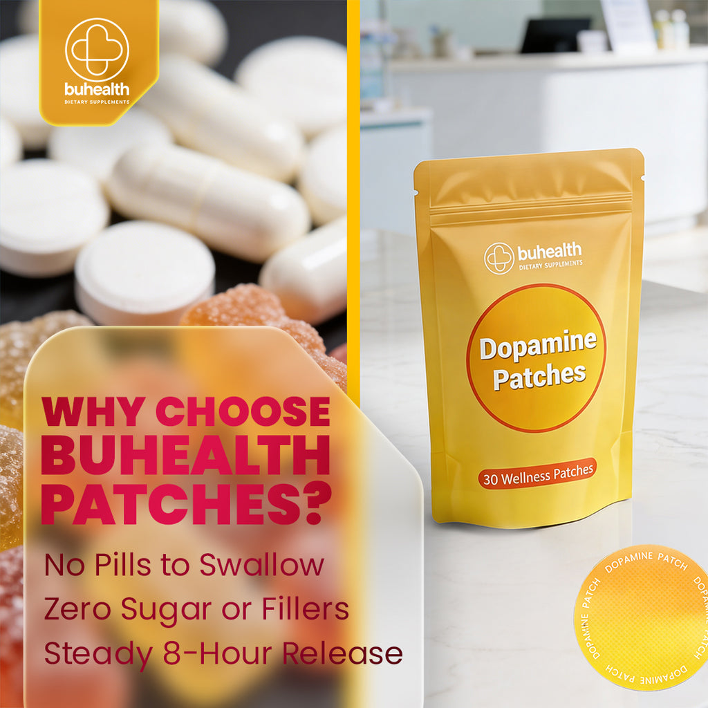 BUHEALTH Dopamine Patches – 30 Wellness Patches | Mood Support&Focus