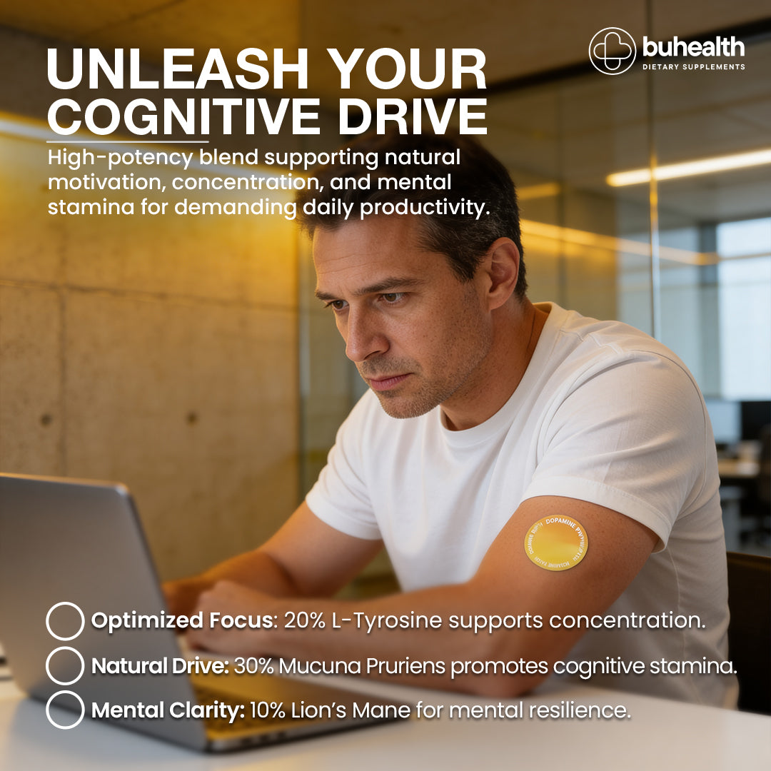 BUHEALTH Dopamine Patches – 30 Wellness Patches | Mood Support&Focus