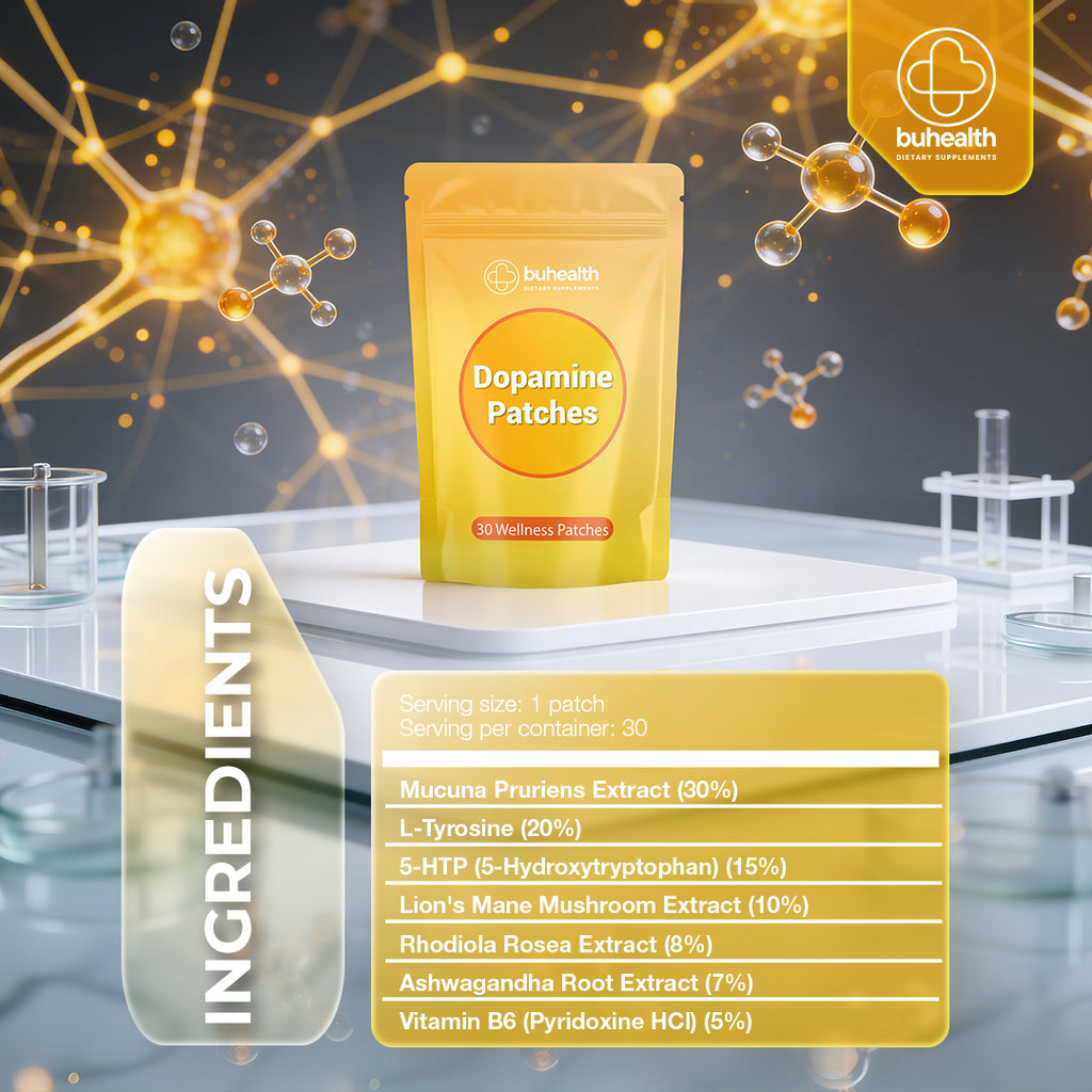 BUHEALTH Dopamine Patches – 30 Wellness Patches | Mood Support&Focus