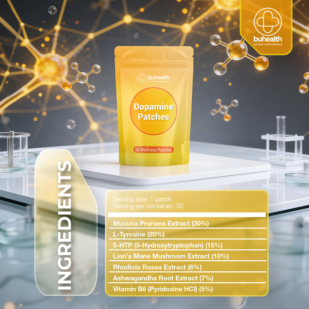 BUHEALTH Dopamine Patches – 30 Wellness Patches | Mood Support&Focus