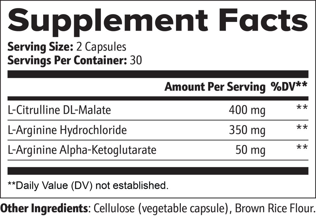 Buhem Health Nitric Oxide Support Complex – L-Citrulline Malate, L-Arginine HCl & AAKG – Blood Flow & Workout Performance Support – 60 Capsules