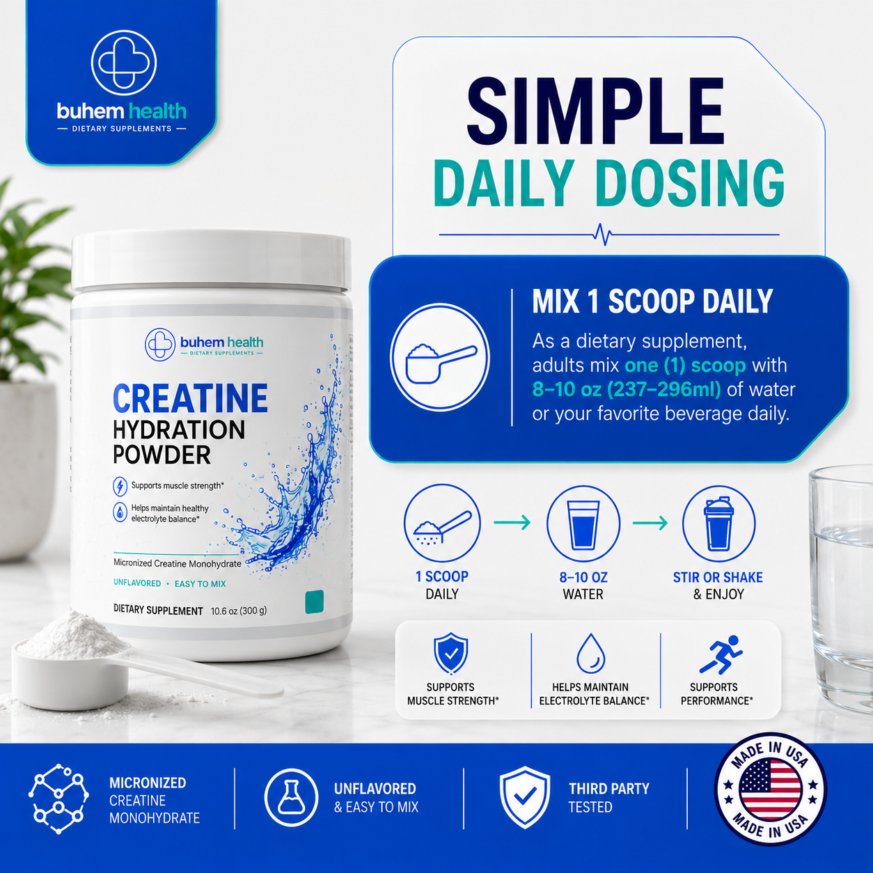 Buhem Health Creatine Hydration Powder