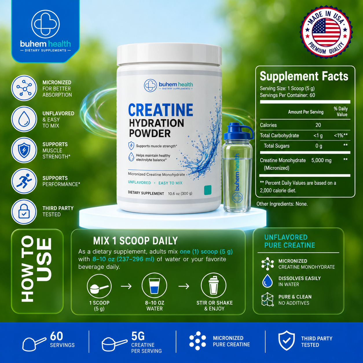 Buhem Health Creatine Hydration Powder